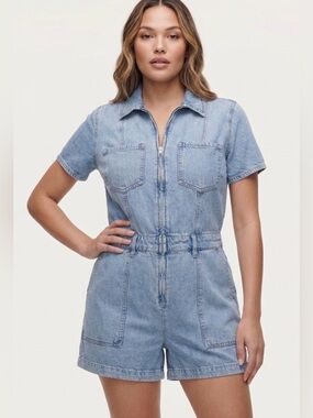 Good American Fit For Success Denim Shorts Jumpsuit Romper - Size S / 1